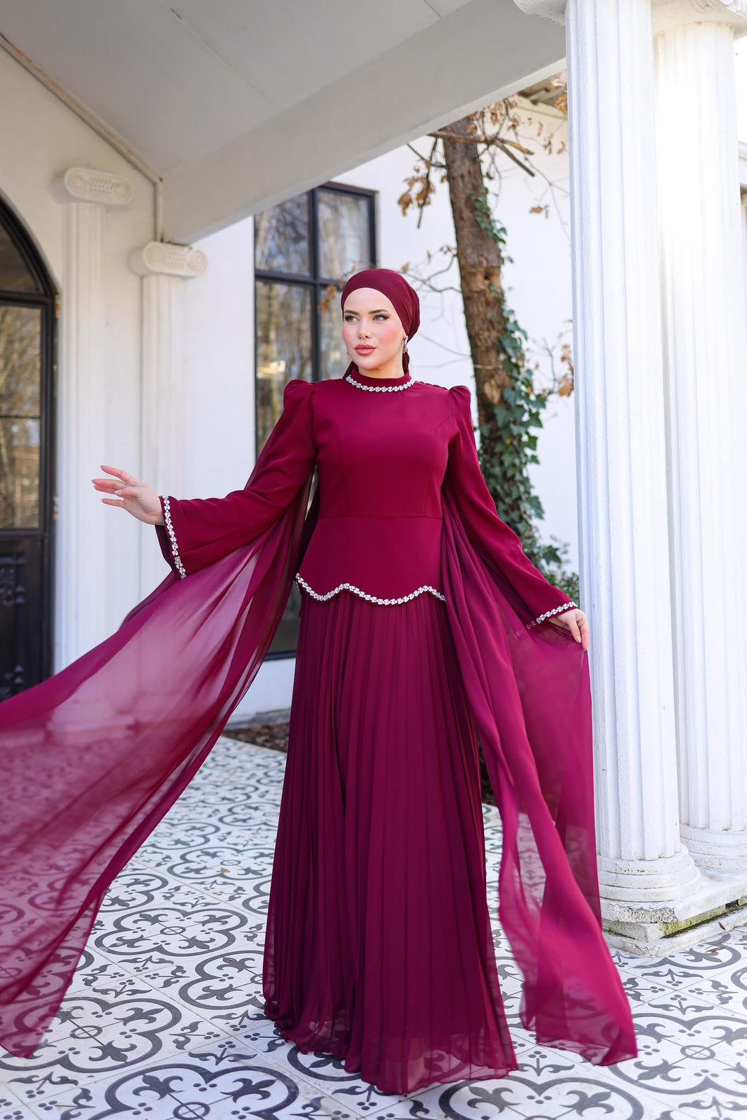 Dinç Dress abiye — şal detaylı çekim
