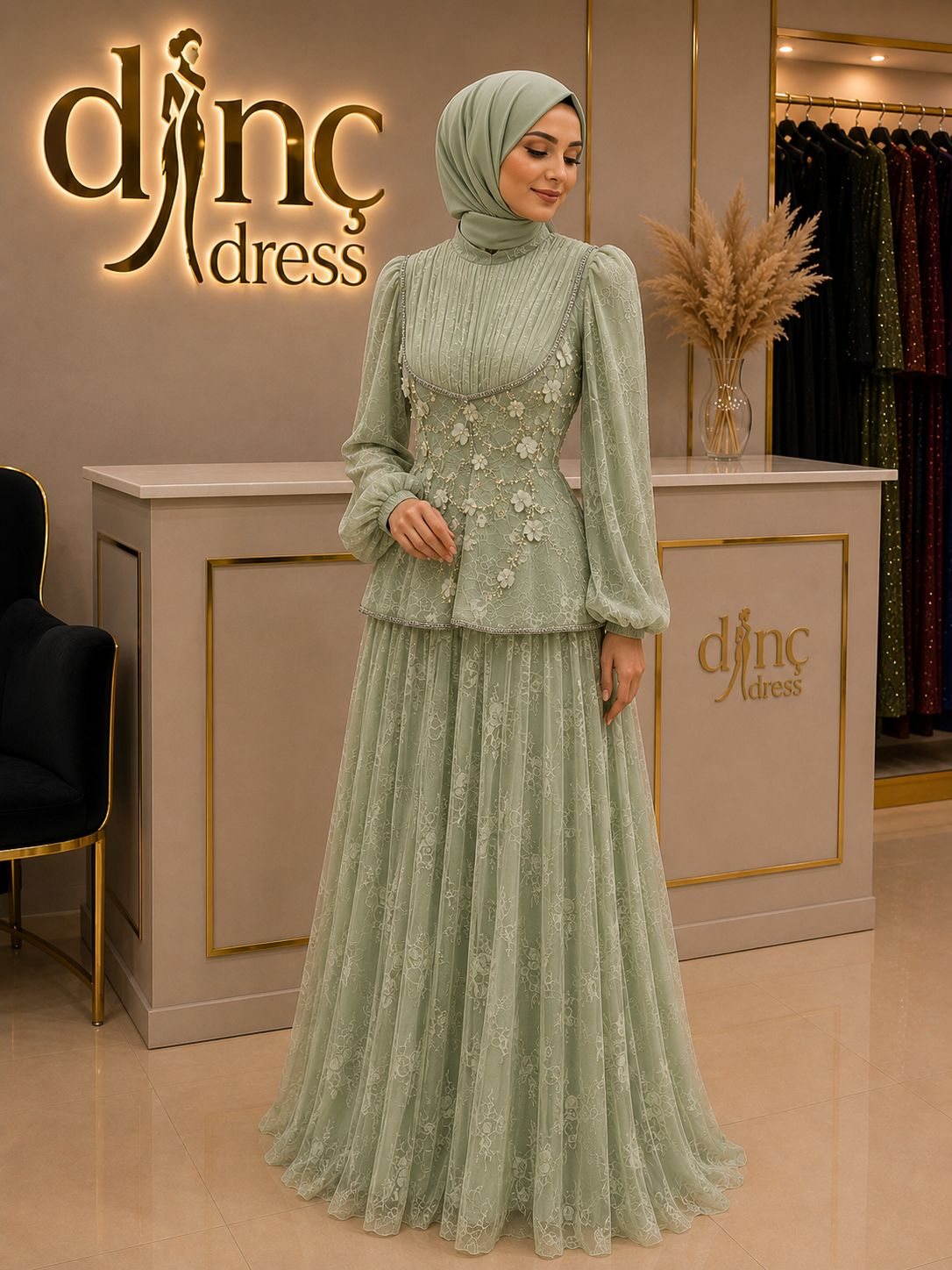 Mint Yeşili Drape